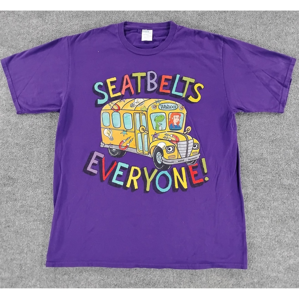Streetwear Grunge Port & Company Magic School Bus Graphic Tee Shirt Large